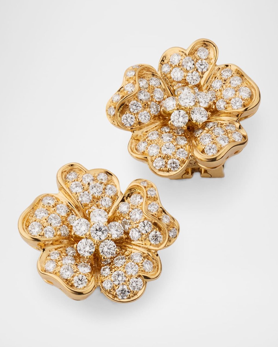 Flora 18K Yellow Gold Diamond Earrings
